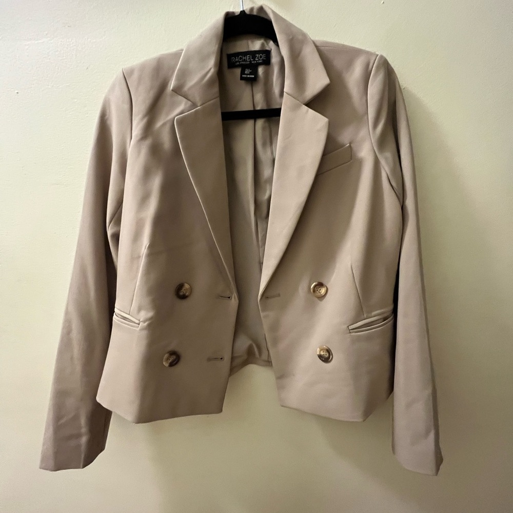 Rachel Zoe Women's Beige Double-Breasted Blazer